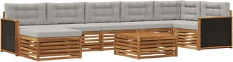 vidaXL Conjunto De Sof&aacute;s De Exterior 8 Uds. Natural Y Gris Claro Vidaxl