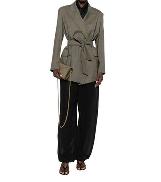 Max Mara Brown Checks Peaked Lapel Blazer