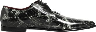 Dolce & Gabbana Marbled Pattern Dress Lace Up Derby Mens Shoes