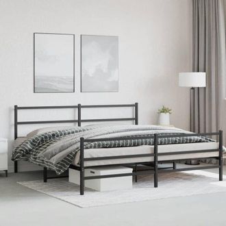 vidaXL Metal Bed Frame without Mattress with Footboard Black 180x200cm vidaXL