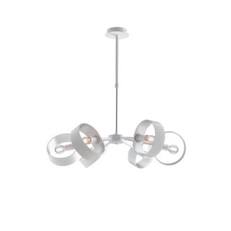 Netlighting OLYMPIC 6 Light Pendant Ceiling Light White Silver 67x16cm | Size: 67x16 cm