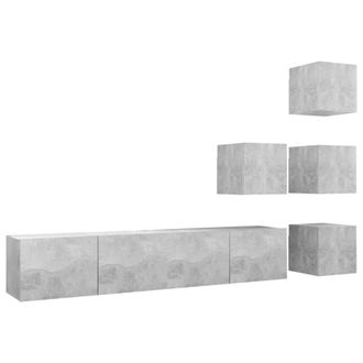 vidaXL Set De Muebles De Sal&oacute;n 6 Pzas Madera Ingenier&iacute;a Gris Hormig&oacute;n Vidaxl