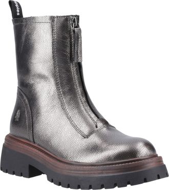 Hush Puppies Roxanna Leather WoMens Pewter Boots - Silver - Size UK 3