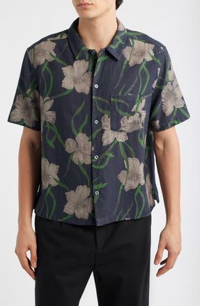 AllSaints Climber Short Sleeve Button-Up Shirt in Jet Black at Nordstrom, Size Xx-Large