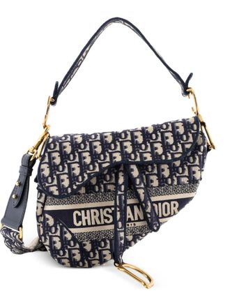 Dior Saddle Handbag Logo Embroidered Oblique Canvas Medium shoulder bag - Blu