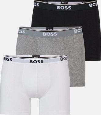 HUGO BOSS Mens BOSS Orange Power Three Pack Mens Stretch Cotton Boxer Briefs With Logos NOS - White/Grey/Black 999 - Size: 37/36/32