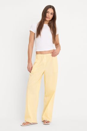 Good American Womens Poplin Pull On Pants | Butterbeam Stripe, Size Medium | Good American by Khlo&Egrave; Kardashian