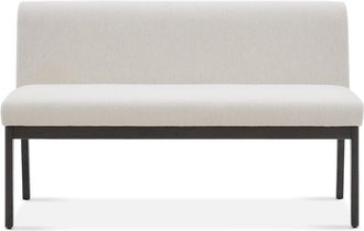 Castlery White Banquette Bench, Dark Brown Wooden Leg |Elliot by Castlery