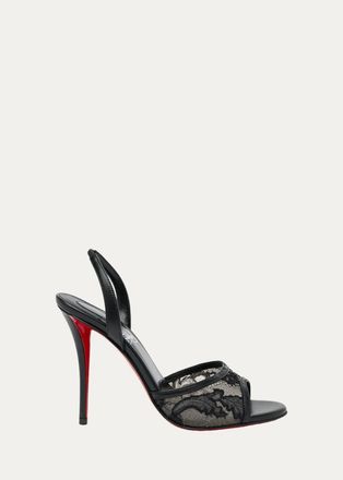 Christian Louboutin 100mm Miss Z Lace Slingback Sandals