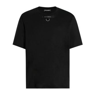 Dolce & Gabbana T-shirt met ronde hals en metalen details - Heren - Tops - Zwart - Maat: M