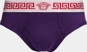 Versace Men & apos;s Medusa La Greca Cotton-Rib Briefs