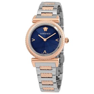 Versace V Motif Quartz Blue Dial Tw-toned Ladies Watch VERE02020