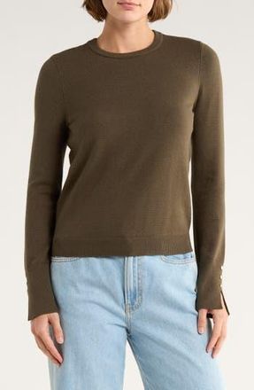French Connection Split Cuff Crop Sweater in Olive Night at Nordstrom Rack, Size X-Small