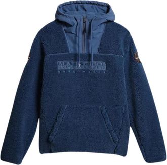 Napapijri Blauwe Half Zip Hoodie Teide Fleece - Heren - Hoodies - Blauw - 2XL - Polyester - Hoodies & sweatvesten