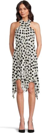 Norma Kamali Convertible Dress White Polka Dot Asymmetrical Hem JDM2413