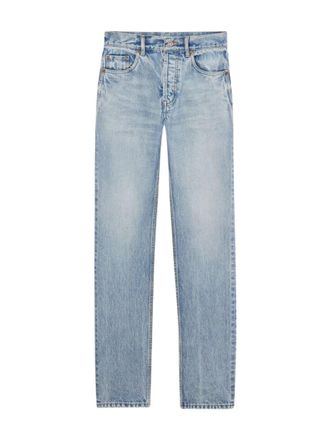Saint Laurent Sky Blue Straight High Rise Jeans