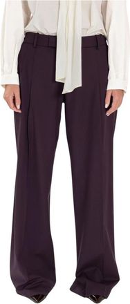 Federica Tosi Pantalone Ampio - Dames - Wijde Broeken - Paars - L - Wol - Broeken