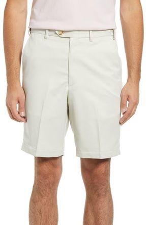 Berle Microfiber Self Sizer Flat Front Shorts in Stone at Nordstrom, Size 32