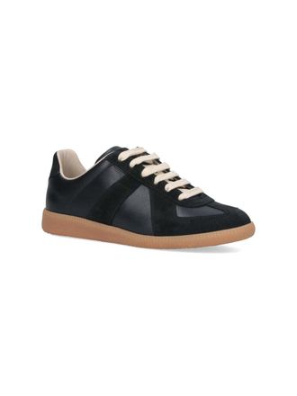 Maison Margiela Leather & Suede Low-Top Sneaker - Black