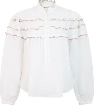 Isabel Marant Overhemden, Dames, Wit, M, Katoen, Blouse met ruches