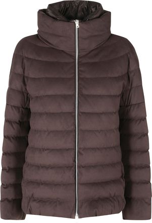 Herno Dark Brown High Neck Double-Slider Zip Polyester Down Jacket