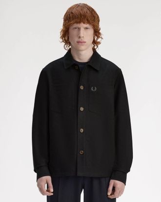 Fred Perry Mens Overshirt in Black Cotton - Size X-Large