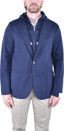 Eleventy Drieknoops Stretch Katoenen Jas - Heren - Blazers - Blauw - 6XL - Katoen - Jassen