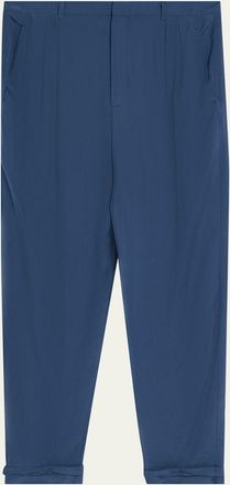 Saint Laurent Mens Silk Habotai Pleated Trousers