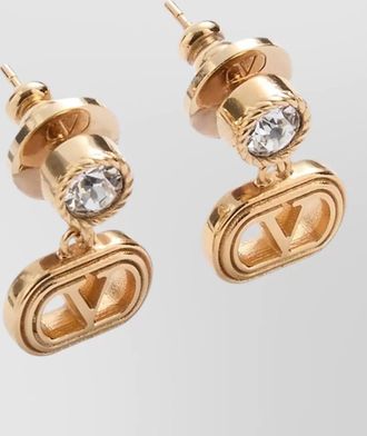 Valentino Garavani ovalette metal swarovski crystal stud earrings