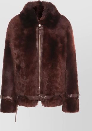 Tom Ford leather buckle detail jacket with faux fur
