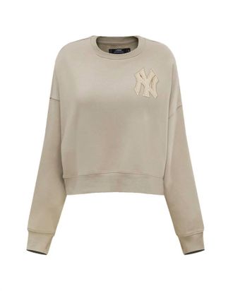 Pro Standard Womens Yankees Crop Sweatshirt Sweater In Taupe