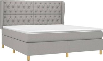 vidaXL Cama Box Spring Con Colch&oacute;n Tela Gris Claro 160x200 Cm Vidaxl