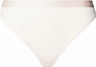 HUGO BOSS Womens CI Logo Waistband Thong, Light/Pastel Pink - White - Size: 14