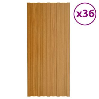 Berkfield Home Roof Panels 36 pcs Galvanised Steel Light Wood 100x45 cm
