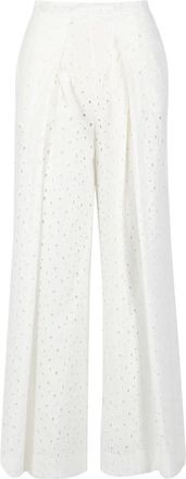 Semicouture Sangallo Broek - Dames - Wijde Broeken - Wit - S - Katoen - Broeken