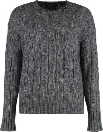 Max Mara Grey Crew Neck Knitted Sweater