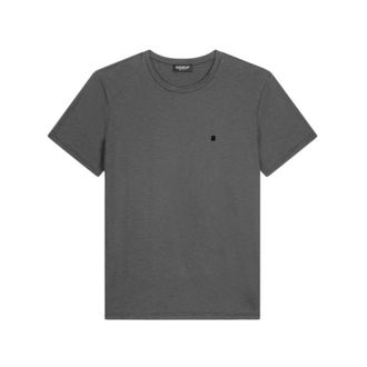 Dondup Tops, Heren, Grijs, L, Katoen, Regular T-shirt met ronde hals in fiammato jersey