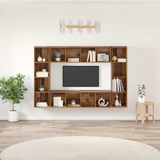 vidaXL Vidaxl - Mobile tv 4 pcs Marrone 37 x 37 x 142.5 cm Legno multistrato