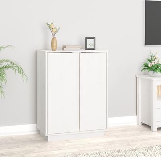 vidaXL Aparador De Madera Maciza De Pino Blanco 60x35x80 Cm Vidaxl