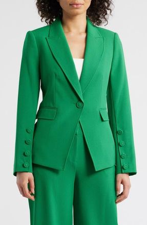 Tahari by ASL One-Button Blazer in Emerald at Nordstrom, Size 4