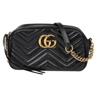 Gucci Pre-owned Cross Body Bags, female, Black, Size: ONE SIZE Pre-owned GG Marmont Small Shoulder Crossbody Bag