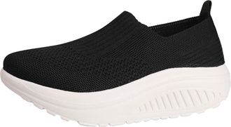 Generic Womens Mesh Casual Running Shoes Knit Slip On Platform Wedge Sneakers for Women Non Slip Workout Tennis Athletic Jogging Walking Shoes Lightweight Arc