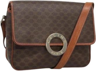 Celine Pre-owned Cross Body Bags, female, Brown, Size: ONE SIZE Pre-owned Vintage macadam circle logo shoulder bag