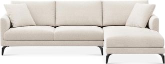 Castlery Lena Chaise Sectional Sofa Right Facing Customized, (Performance Boucle) Cream (Matte Black Legs), Spill Resistant, Removable Covers for Sofas