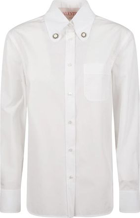 Valentino Garavani Katoenen poplin overhemd - Dames - Overhemden - Wit - XL - Katoen - Overhemden
