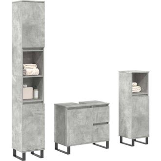 vidaXL Vidaxl - Set Muebles De Ba&ntilde;o 2 Piezas Madera Contrachapada Gris Hormig&oacute;n