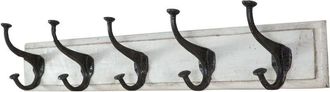 Biscottini International Perchero Para Colgar De Madera Maciza Y Hierro Forjado Acabado A La Mano Con Efecto Blanco Envejecido 76x13x22 Cm