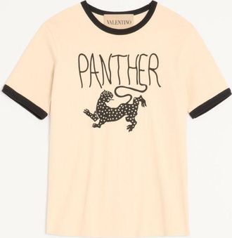 Valentino T-Shirt Valentino In Cotone Con Stampa Panther Uomo BURRO/NERO 3XL