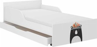 OEM Cama Infantil Pufi 180x90 Osito De Peluche Blanco Y Negro