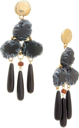 Trina Turk KJL Black Square Top Drop Post Earrings